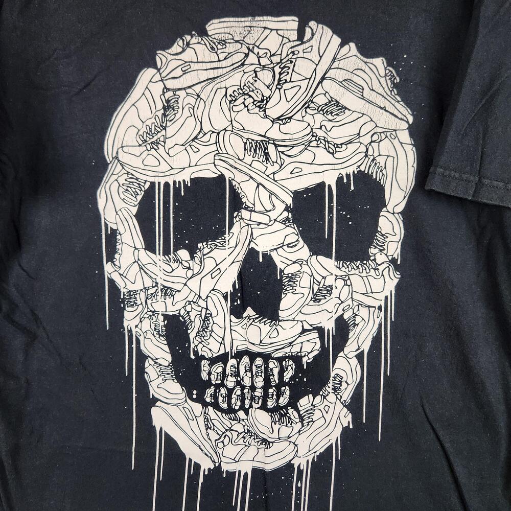 Vintage Sneakerhead Skull Shirt Mens Large Black Graphic Shoes Streetwear Y2k